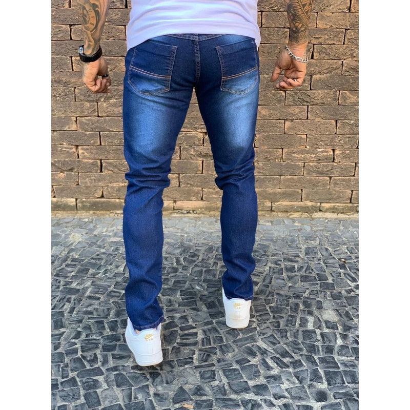 CALÇA JEANS MASCULINA SKINNY DE ELASTANO