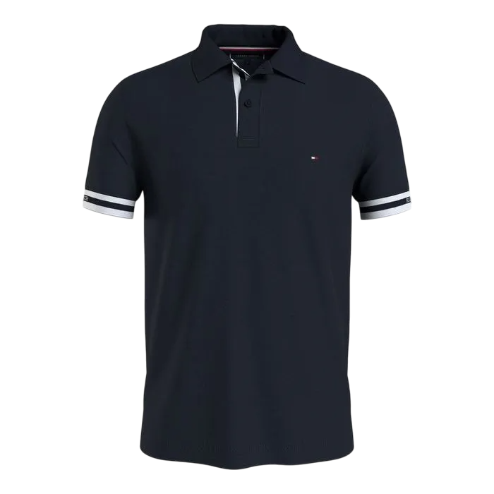 CAMISETA POLO MASCULINA TOMMY HILFIGER MONOTYPE PUNHOS SLIM FIT