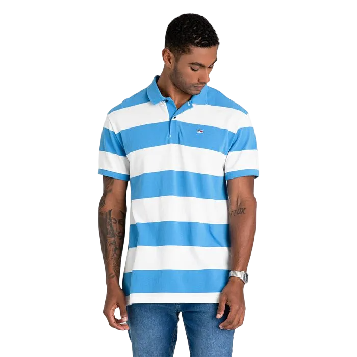 CAMISETA POLO MASCULINA TOMMY HILFIGER LISTRADA PIQUÊ