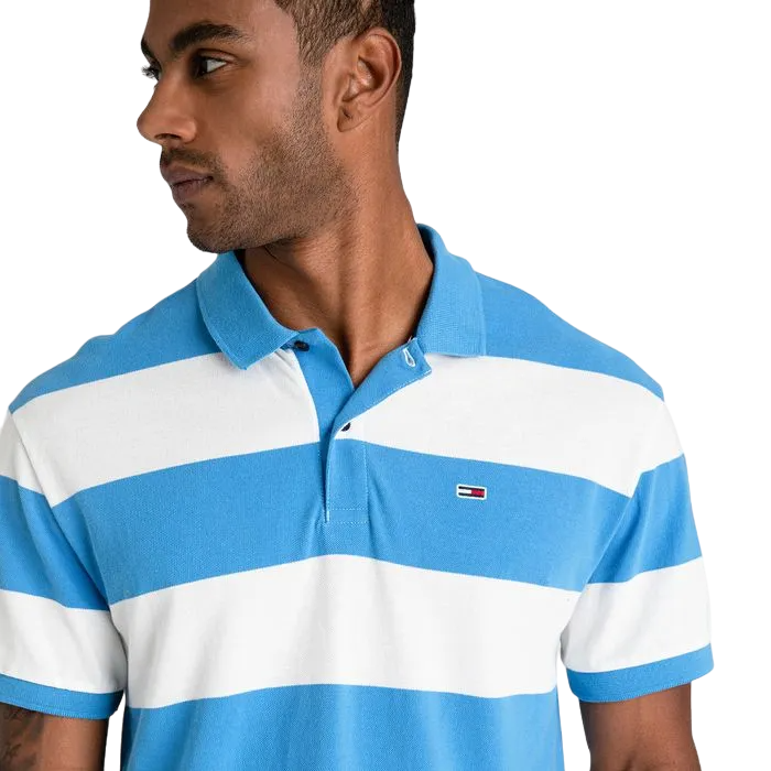 CAMISETA POLO MASCULINA TOMMY HILFIGER LISTRADA PIQUÊ