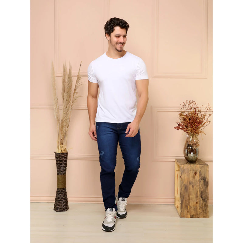 CALÇA JEANS MASCULINA ELASTANO DESFIADO