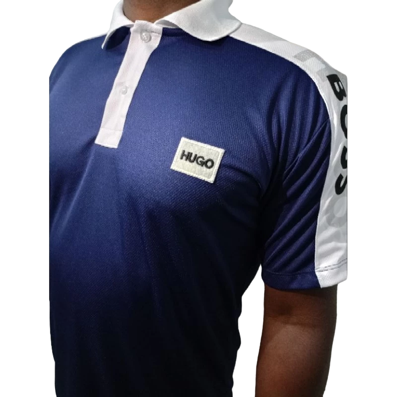 CAMISETA POLO MASCULINA HUGO BOSS DRY-FIT COM FAIXA