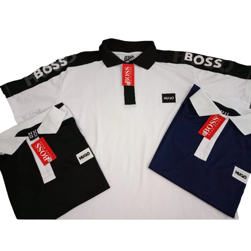 CAMISETA POLO MASCULINA HUGO BOSS DRY-FIT COM FAIXA