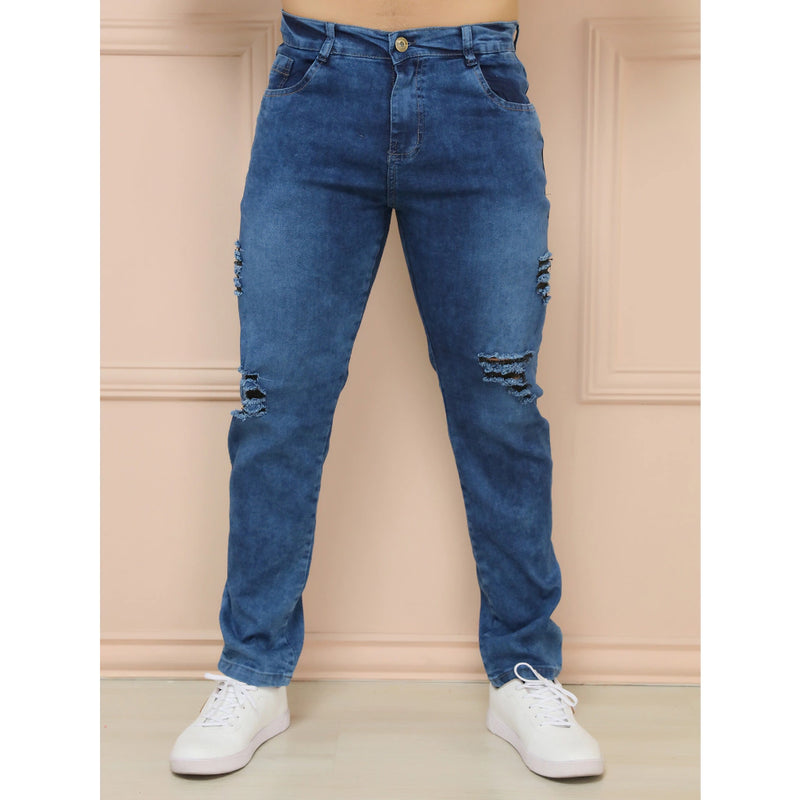 CALÇA JEANS MASCULINA ELASTANO DESFIADO